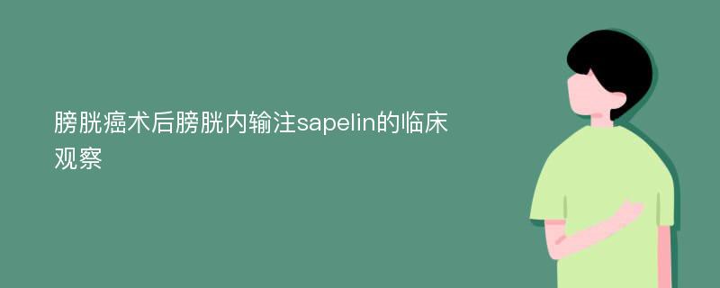膀胱癌术后膀胱内输注sapelin的临床观察