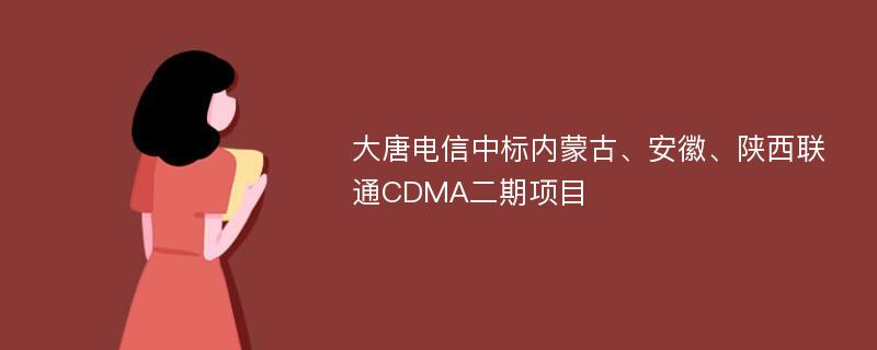 大唐电信中标内蒙古、安徽、陕西联通CDMA二期项目